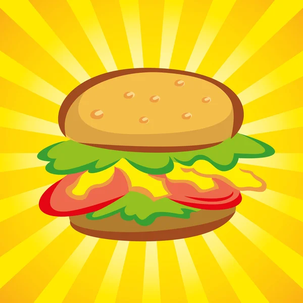 Smakelijke Hamburger doodle — Stockvector