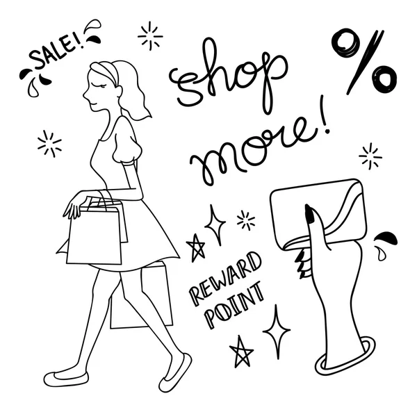 Shopping skyltar doodle — Stock vektor