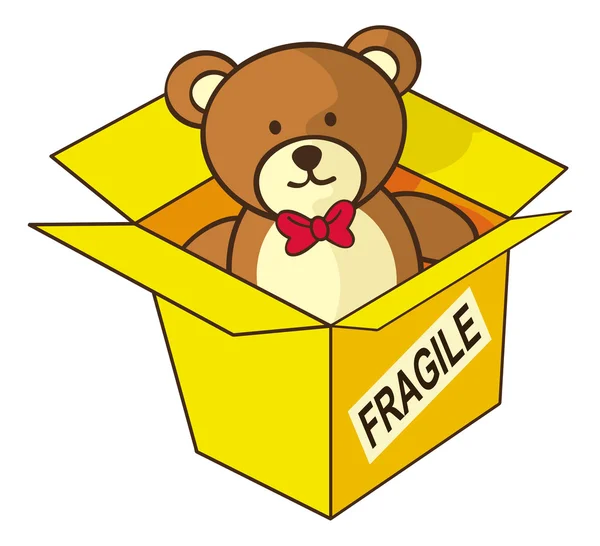 Teddy bear inside a box — Stock Vector