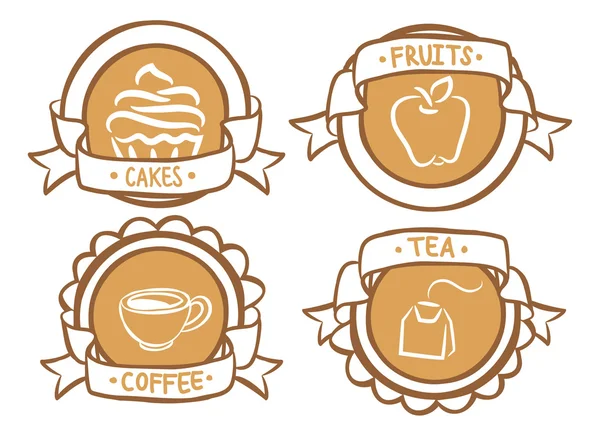 Conjunto de emblemas de alimentos y bebidas — Vector de stock