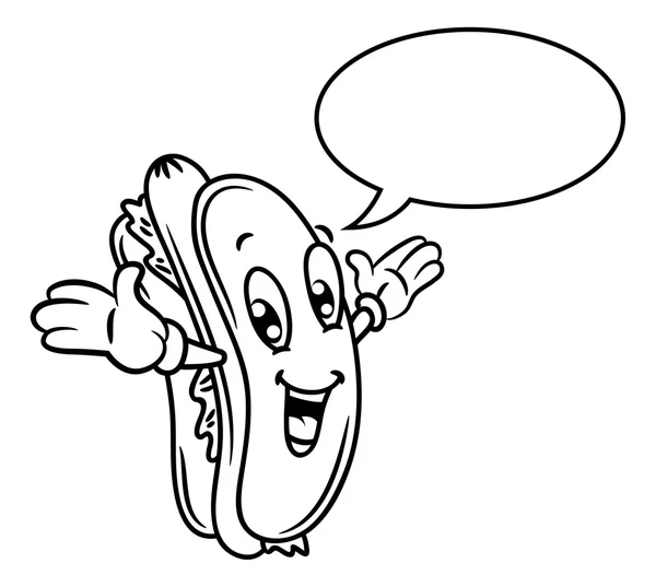 Hotdog de bande dessinée avec le discours de bulle — Image vectorielle