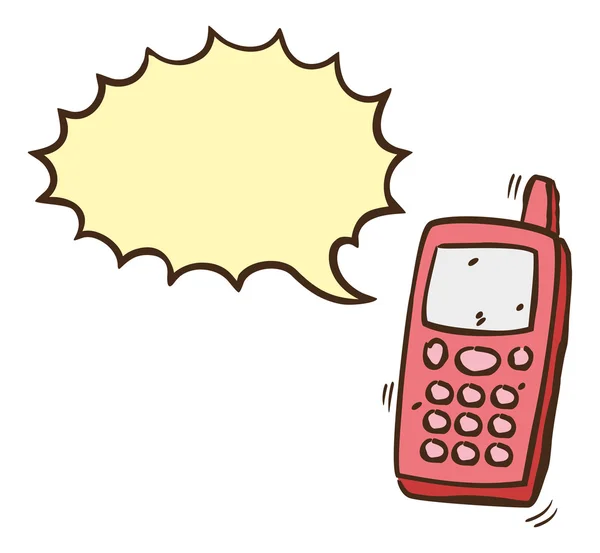 Mobiele telefoon met praten zeepbel cartoon — Stockvector