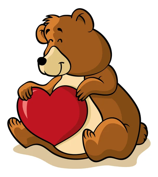 Cute bear holding heart — Stock Vector