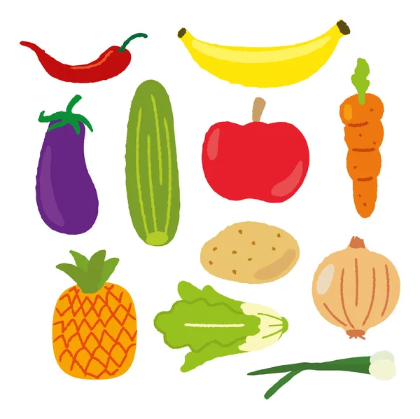 Zöldségek és gyümölcsök — Stock Vector