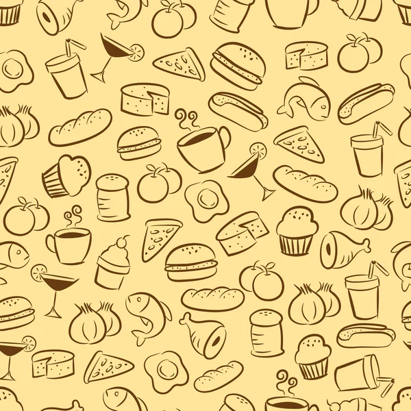 Patrón de alimentos y bebidas sin costura — Archivo Imágenes Vectoriales