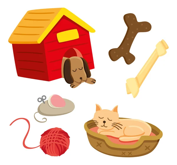 Iconos de mascotas cosas — Vector de stock