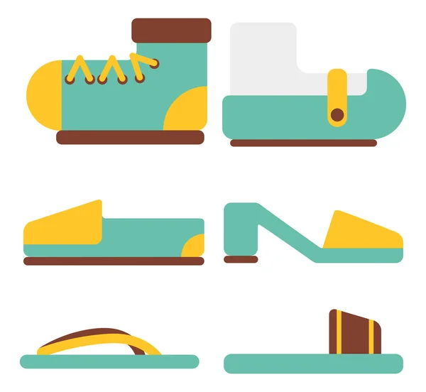 Pie desgaste, zapatos iconos — Vector de stock