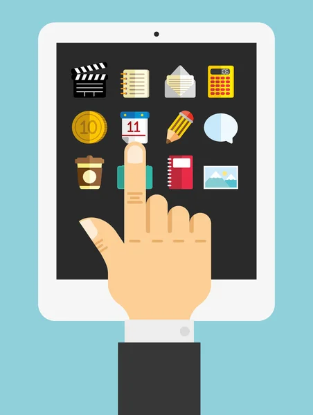 Hand knacka apps på TabletPC — Stock vektor
