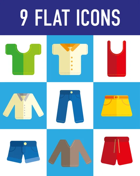 Iconos de ropa plana — Vector de stock