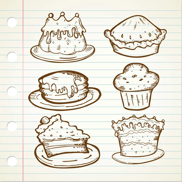 Συλλογή του Doodle κέικ — Διανυσματικό Αρχείο