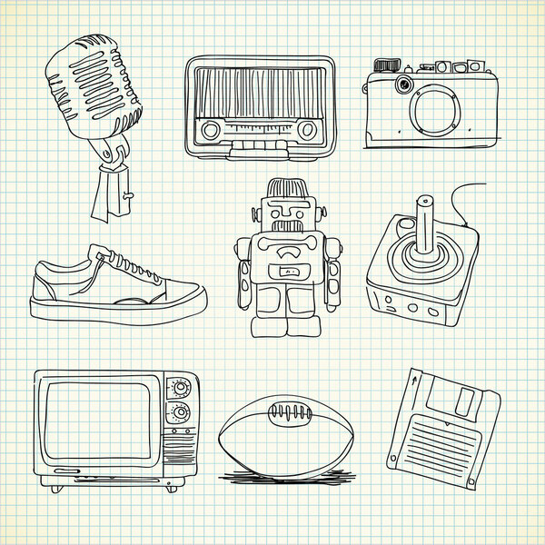 набор ретро, старинных предметов
