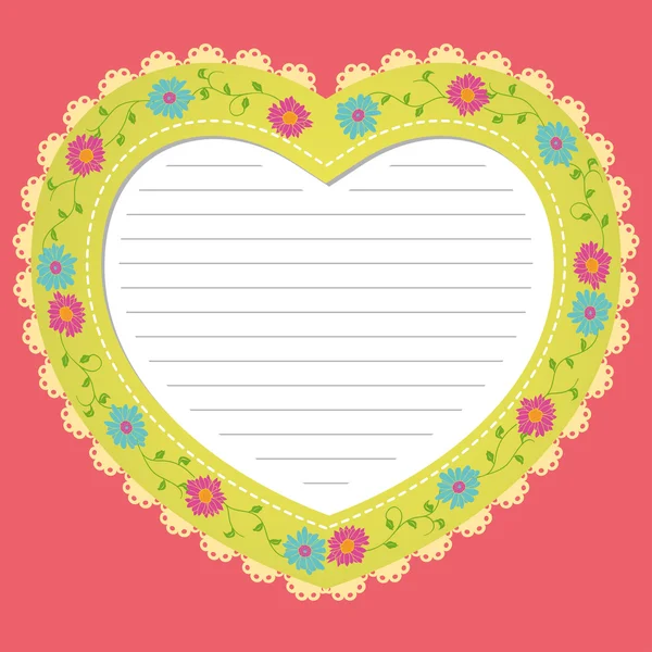 Sevimli kalp şekli kartı — Stok Vektör
