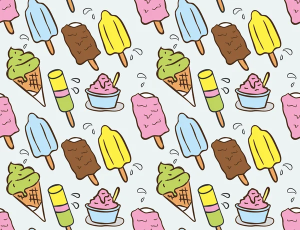 Summer ice cream pattern — Stock Vector