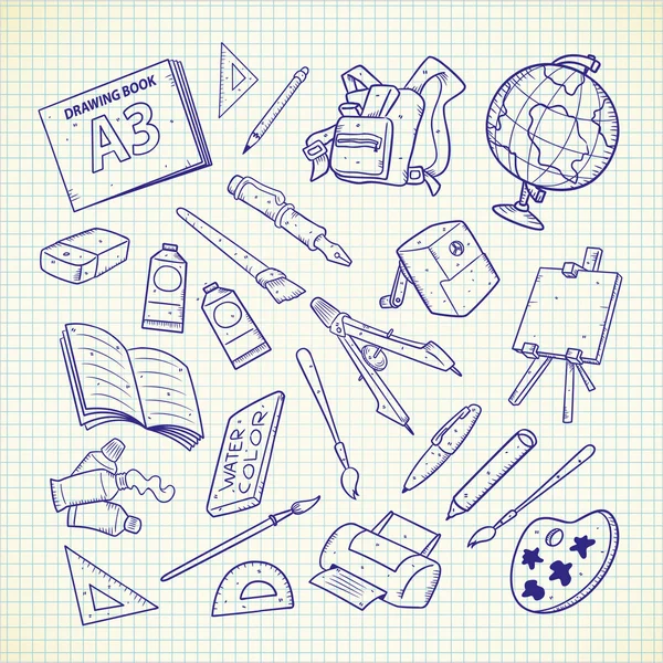 School apparatuur pictogrammen — Stockvector