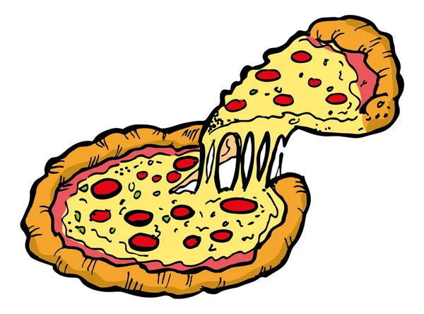 Карикатурная пицца с ломтиком — стоковый вектор