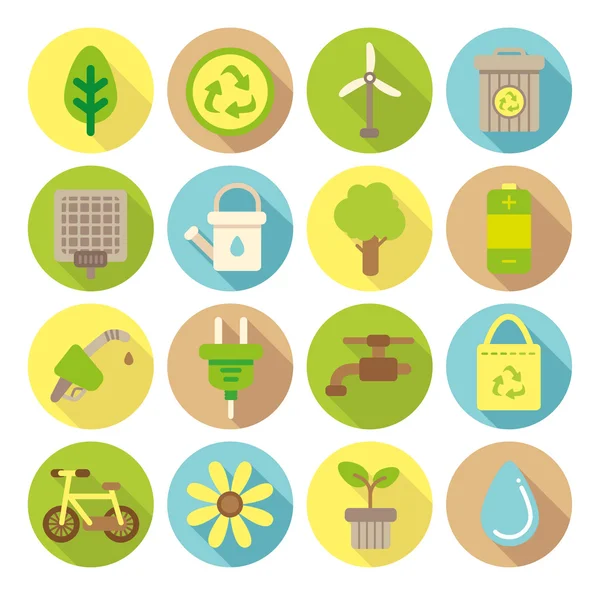 Go green flat icons — Stock Vector