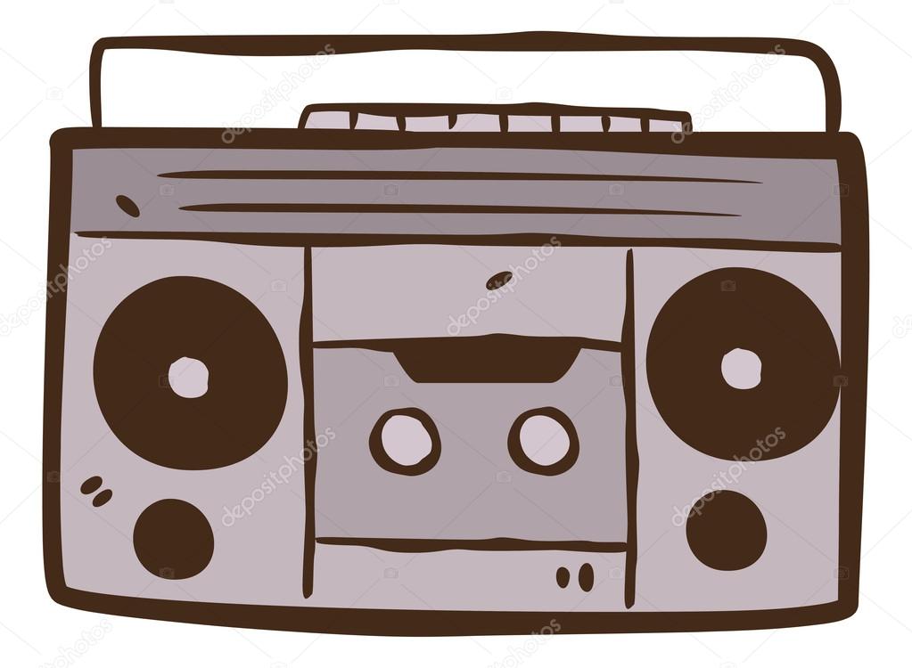 Vector caixa de som Dibujos animados retro boom box — Vector de