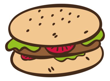 Lezzetli burger doodle
