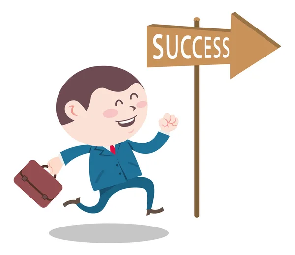 Businessman walking with success sign — Stock Vector