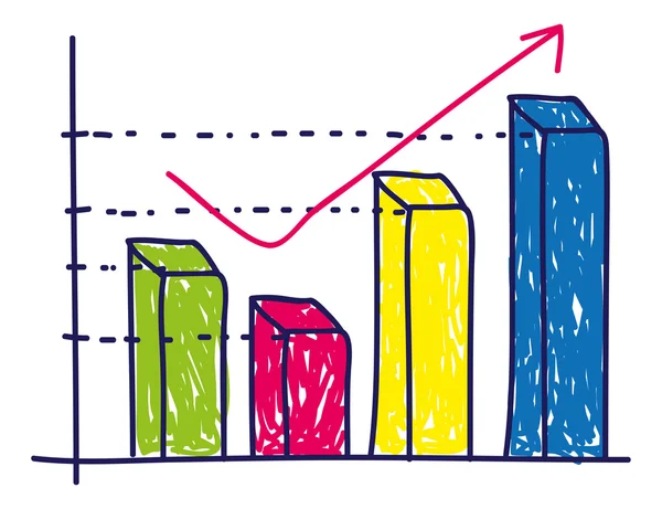 Gráfico de ganancias en estilo doodle — Vector de stock