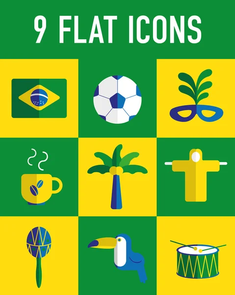 Brazil flat icons — Stock Vector