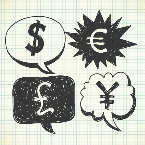 Pieniądze, waluty ikony — Wektor stockowy