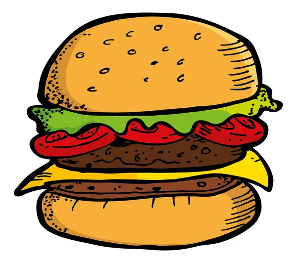 Smakelijke Hamburger doodle — Stockvector