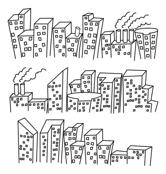 Uppsättning av skissartade byggnader — Stock vektor