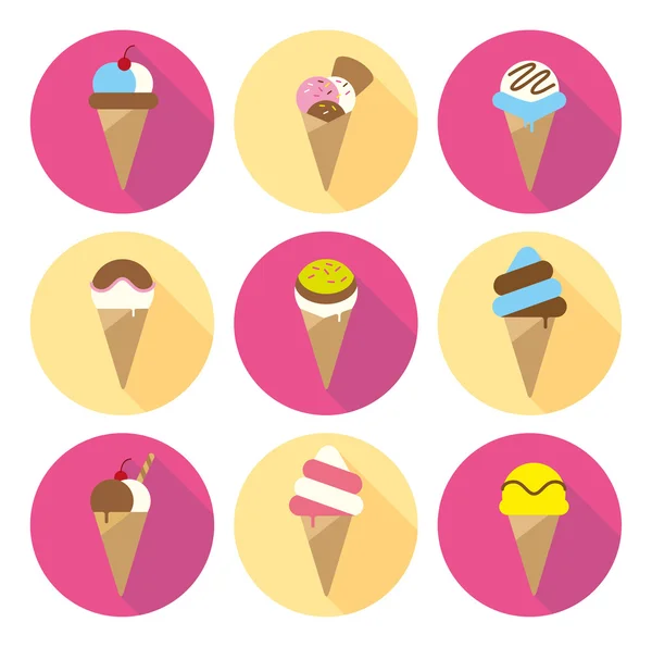 Conjunto de cones de sorvete — Vetor de Stock
