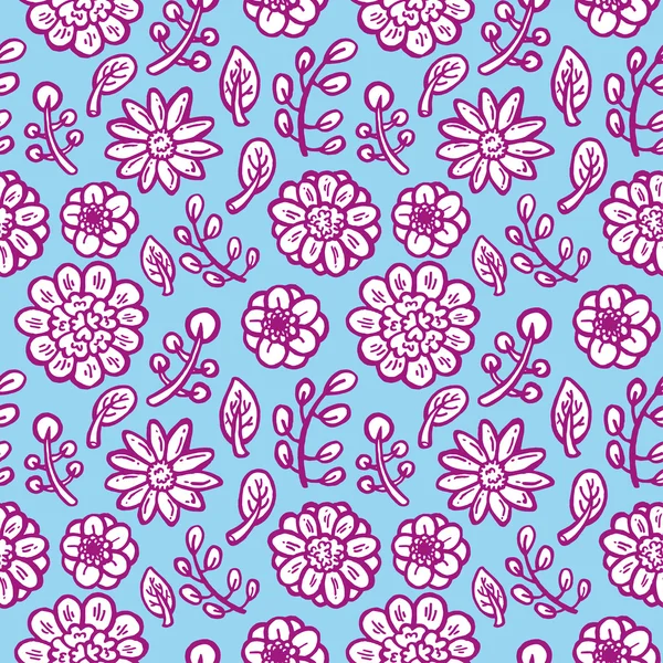 Bloemen doodle patroon — Stockvector