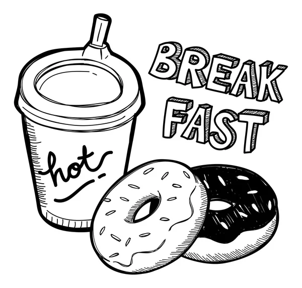 Comida de pequeno-almoço em estilo doodle —  Vetores de Stock
