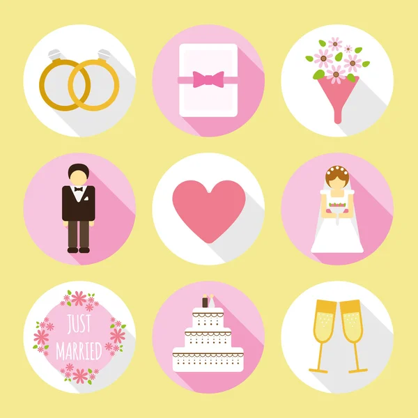 Wedding flat icons — Stock Vector