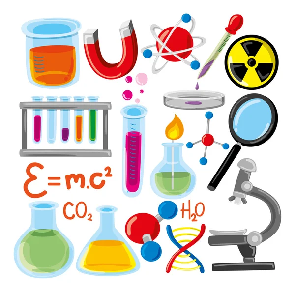 Conjunto de ciencia, iconos de investigación — Vector de stock