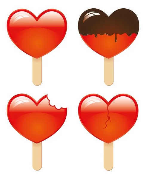 Hearts shapes ice cream — Stock Vector