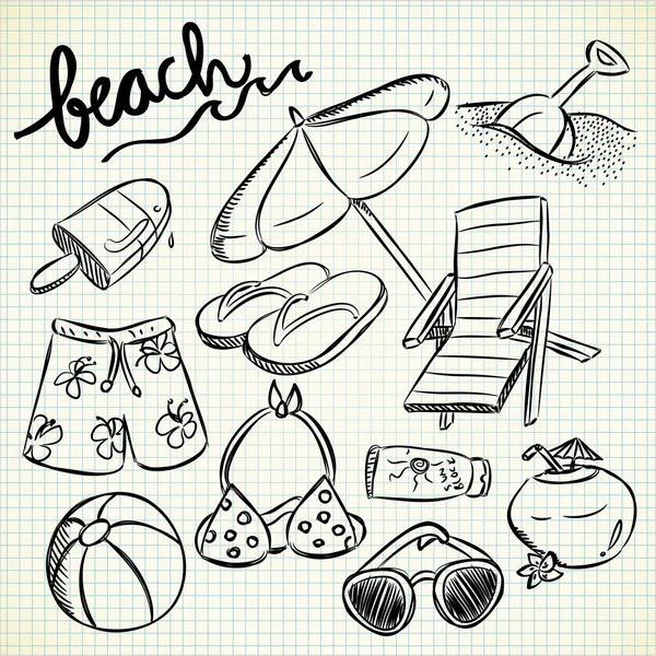 Set of beach, vacation icons — Stock Vector