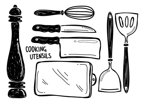 Utensílios de cozinha doodle —  Vetores de Stock