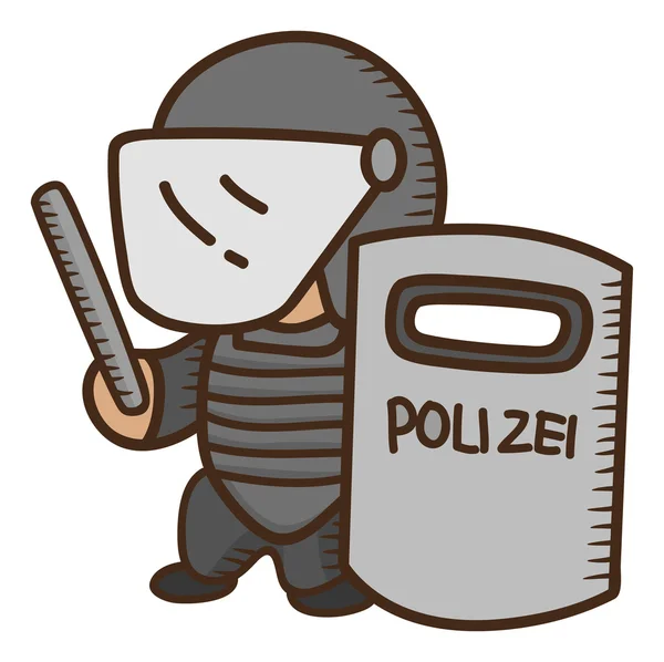 Policier tenant bouclier — Image vectorielle