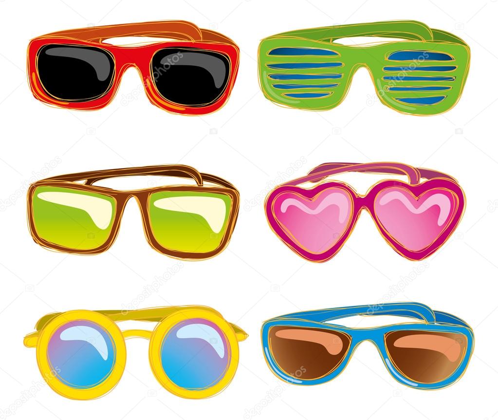 Retro sunglasses in doodle style