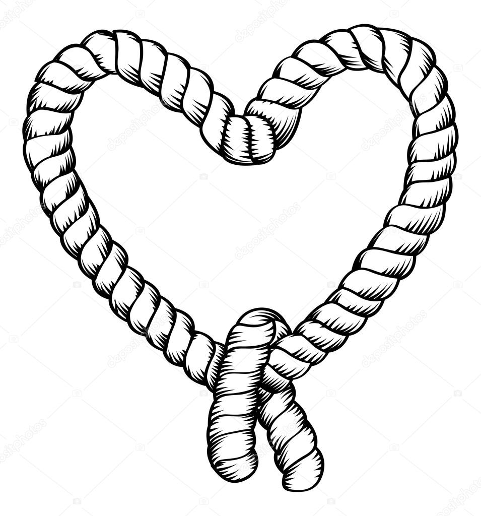 Heart shape tied rope