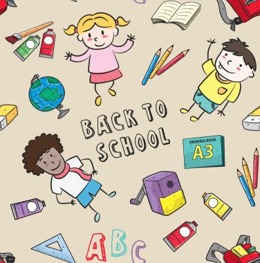 Geri okul arka plan için çocuklu