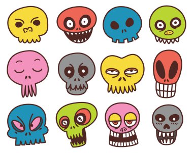 Çizgi film kafatası set.