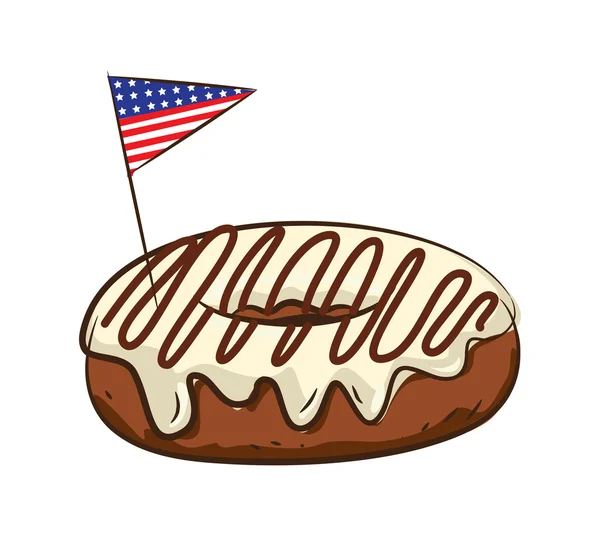 Delicioso donut com bandeira americana — Vetor de Stock