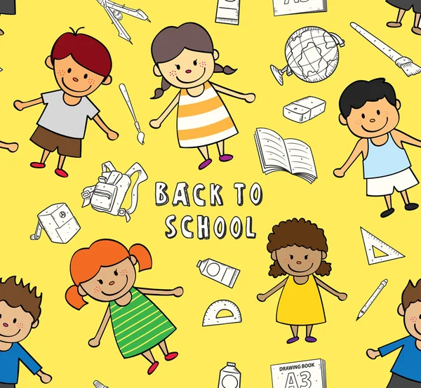 Powrót do szkoły tło z dziećmi — Wektor stockowy