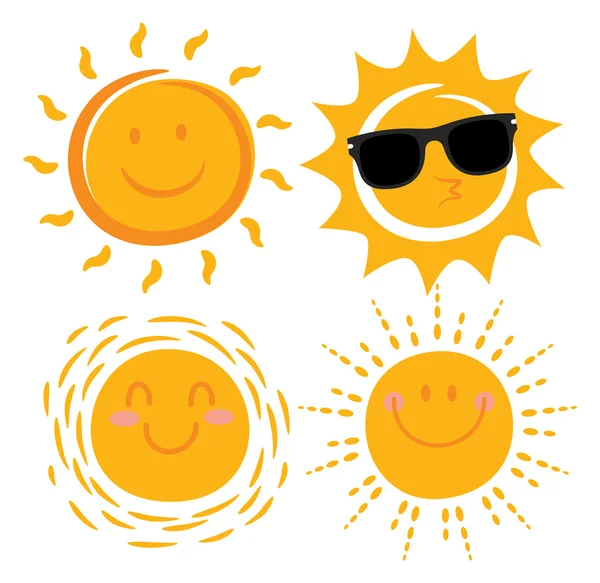 Icônes de soleil dessin animé ensemble — Image vectorielle