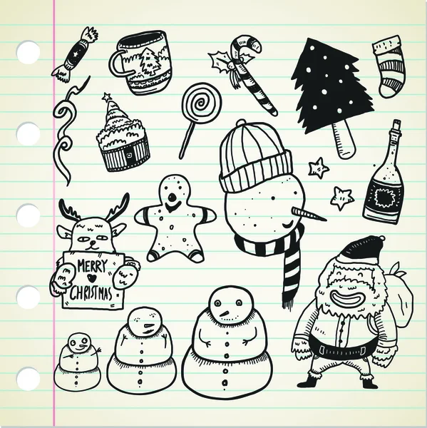 Conjunto de iconos de Navidad de dibujos animados . — Vector de stock