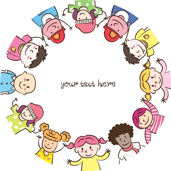 Lindo marco de dibujos animados niños — Vector de stock