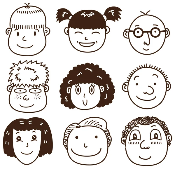卡通小孩脸 — 图库矢量图片