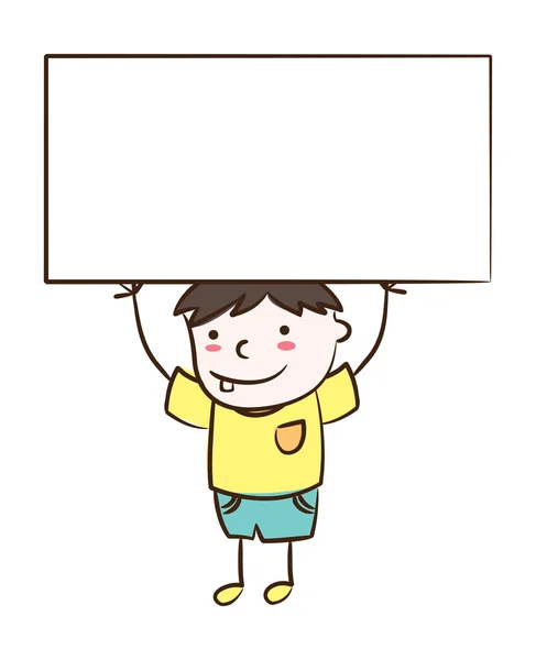 Niño de dibujos animados con tablero en blanco — Vector de stock