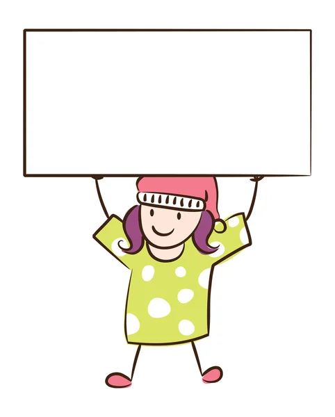 Dessin animé enfant avec bannière — Image vectorielle