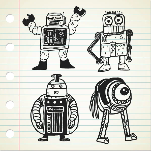 Ensemble de robots de dessin animé — Image vectorielle